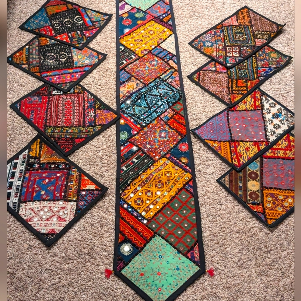 Handmade Pakistani Table Runner and placemats